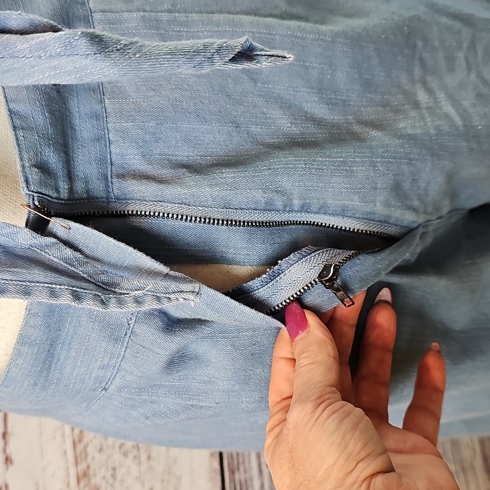 NWT RE:NAMED DENIM BLUE SLEEVELESS TIE BACK JUMPSUIT - Picture 8 of 13